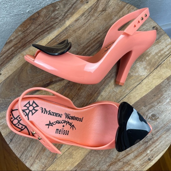 Vivienne Westwood Shoes - SOLD l Vivienne Westwood Anglomania Novelty Jelly Heart Peep Toe Pinup Heels